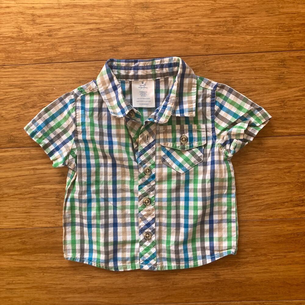 Small Wonders Baby Boy Plaid Buttondown, Size 3-6 M